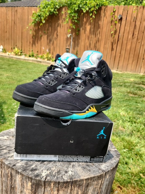 Jordan Other - Jordan Retro 5 Sneakers in Black with Teal and Yellow Accents